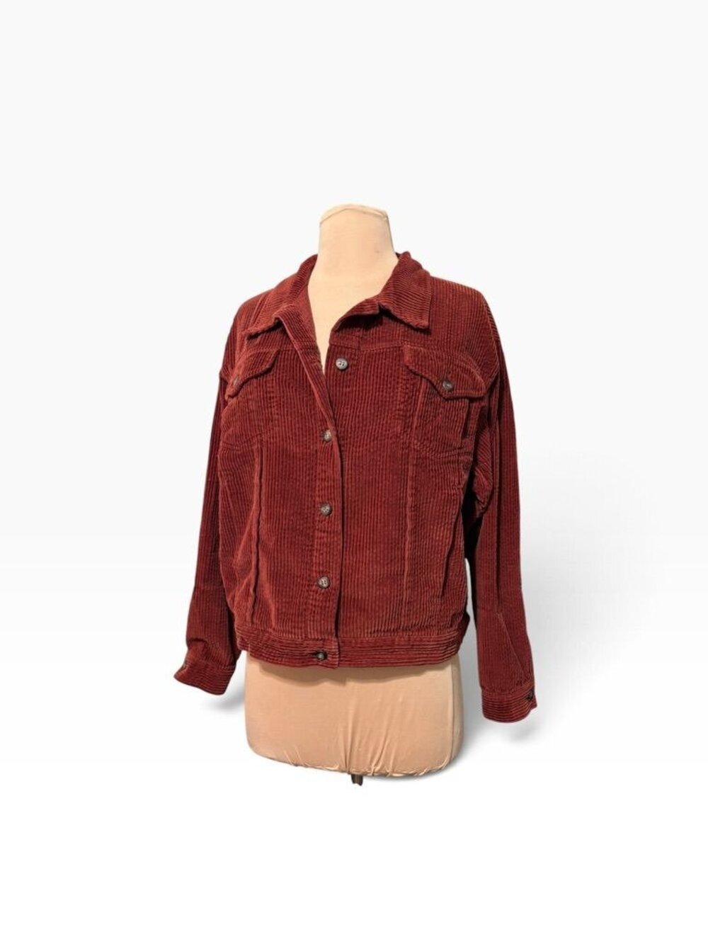 Vintage J. Jill Corduroy Jacket Rust Red Small Fall Winter Retro Boho Button Up